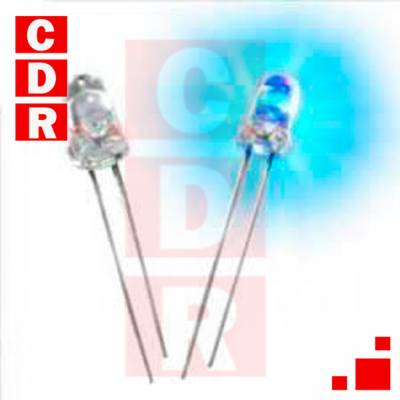 LED 5MM AZUL 3000-4000MCD. 30MM TERMINALES 20 GRAD. WATER CLEAR